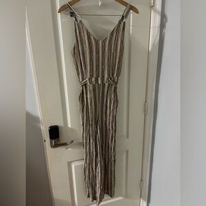Derek Heart Striped Jumpsuit in Brown and Black